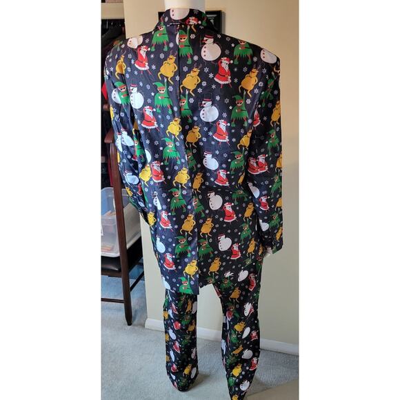 You Look Ugly Today Christmas 2 Piece Suit Dancing Santa Elves Snowman Men Sze L - Picture 7 of 9